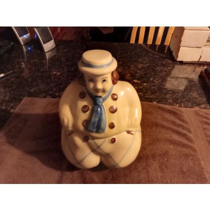 Old Vintage Cookie Jar Shawnee Dutch Boy W/Blue Strips Pants 11 3/4" Tall 1940's