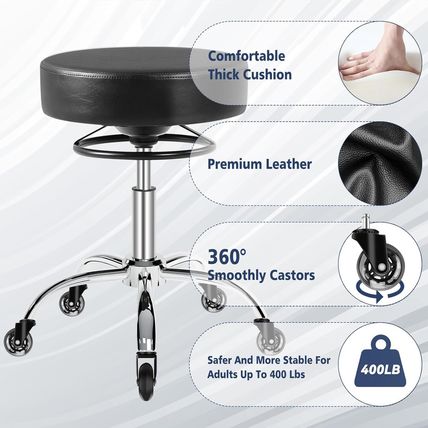 Rolling Stool with Wheels 400Lbs Weight Capacity,Heavy Duty Lash Chair Adjustabl