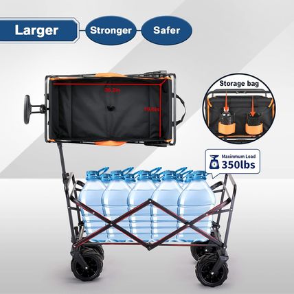 Echosmile Heavy Duty 350 Lbs Capacity Collapsible Wagon, Outdoor Folding Camping