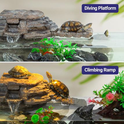 REPTIZOO Turtle Tank Filter, 120GPH Turtle Filter Basking Platform with Detachab