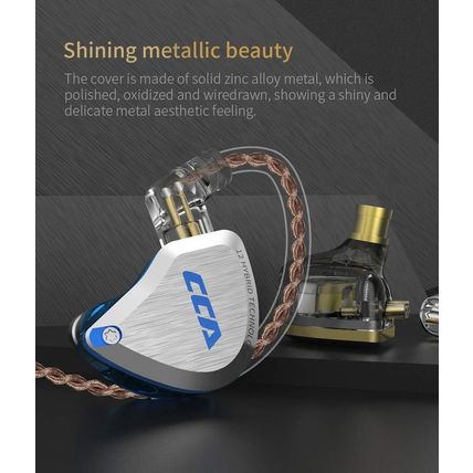 CCA C12 In-Ear Monitors, 5BA+1DD Hybrid Hifi Stereo Noise Isolating IEM Wired Ea