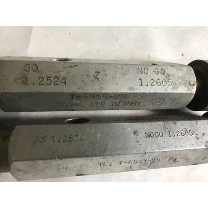 LOT 2 CHROMIUM INSPECTION GAGE GO NO GO PLUG GAUGE 1.2524 1.2605,ET