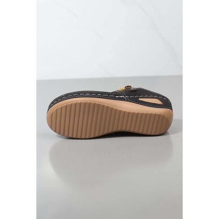 Black Hollow Out Clip Toe Wedge Slippers