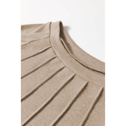 Parchment Seam Detail Lace Contrast Cuffs Raglan Sleeve Top