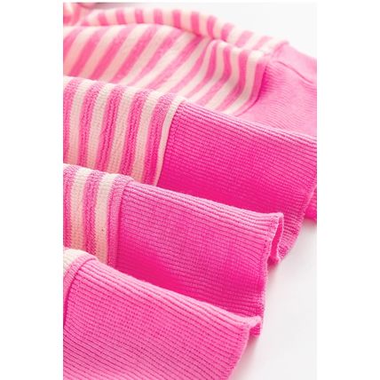 Pink Stripe Loose Drop Shoulder Long Sleeve Top