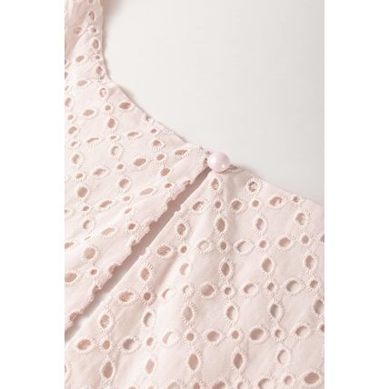 Delicacy Embroidered Eyelets Ruffled Hem Sleeveless Mini Dress