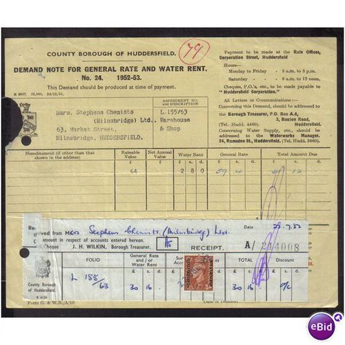COUNTY BOROUGH OF HUDDERSFIELD,WATER DEMAND,22/7/52