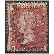 1858 SG43 1d Red Plate 148 Good Used Check Letters "GI".