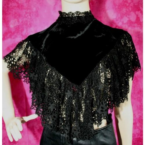 Karen Millen Black Velvet Lace Cape Top Size 12 New With Tag