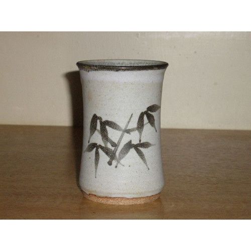 Stoneware Bamboo Leaf Studio Pottery Vase -Signed