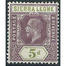 Sierra Leone 1912 SG118 5d Purple & Olive-Green Mounted Mint ... .