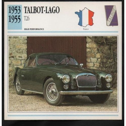 1953 to 1955 Talbot-Lago T26 Classic Car Photo and Info Card