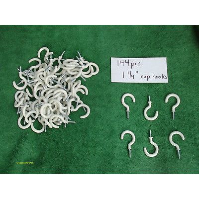 144 Pcs 1 1/4" inch White PVC Cup Hooks Plant Hanger Hobbies Display Trade Shows