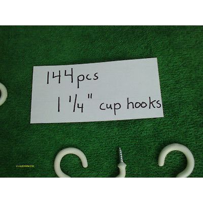 144 Pcs 1 1/4" inch White PVC Cup Hooks Plant Hanger Hobbies Display Trade Shows