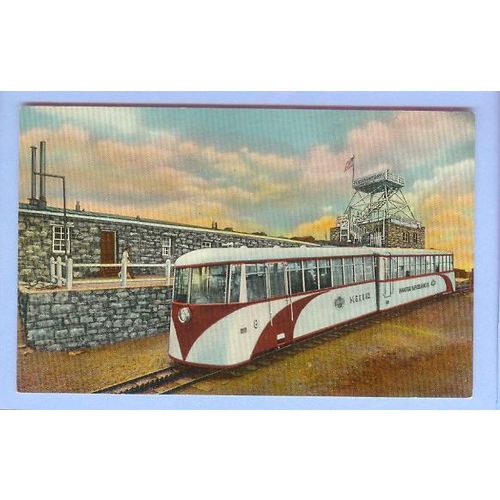 CO Pikes Peak Streamline Cog Train At Summit House View Small 2 Car Train ~9