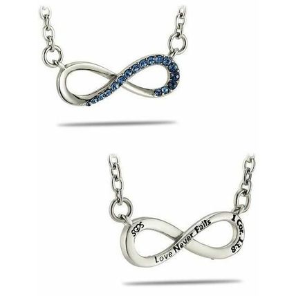 Police Thin Blue Line Infinity Necklace with Swarovski Crystals and 1 Cor. 13:8