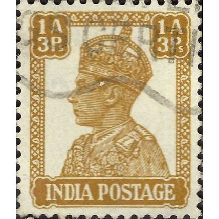 INDIA, King George VI, Imperial Crown of India, ochre 1941, 1anna 3pies