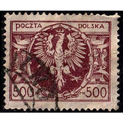 Poland 1923 Eagle on Large Shield 500M Used Stamp