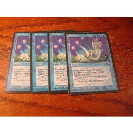 Magic The Gathering, MTG, 4-Cards, 1994, HIGH TIDE, ex