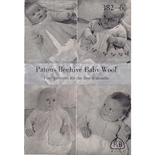 4 patterns for the first 6 months baby PATONS patterns vintage no 382