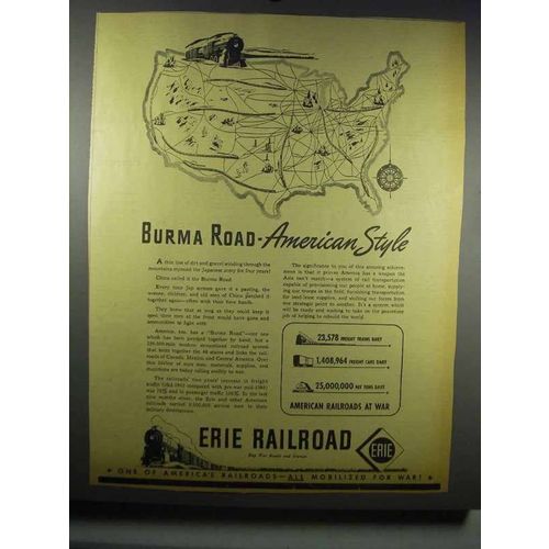1942 Erie Railroad Ad - Burma Road - American Style