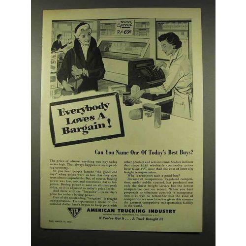1956 American Trucking Industry Ad - Loves a Bargain
