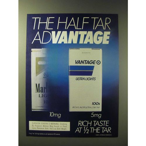 1989 Vantage Cigarettes Ad - The Half Tar
