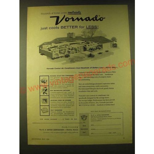 1956 O.A. Sutton Vornado Air Conditioner Ad - Thousands of homes prove