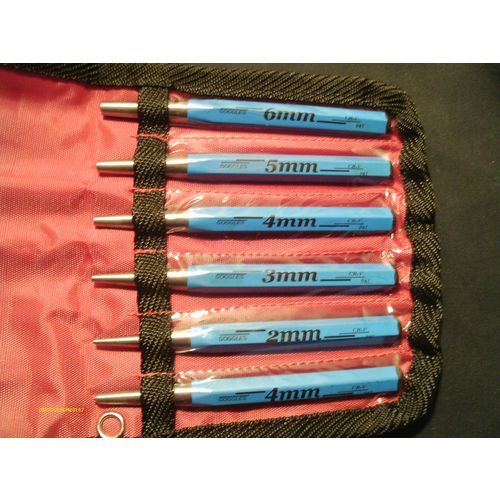 6 Piece Metric Punch Set Inc Vinyl/Nylon Hang up Storage Pouch 2, 3, 4, 4, 5, 6