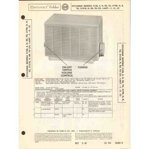 SYLVANIA chassis 1-607 1-607-x AM radio receiver Sams Photofact manual
