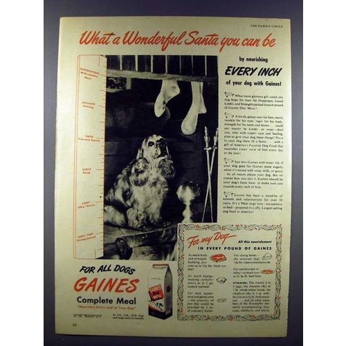 1945 Gaines Dog Food Ad w/ Cocker Spaniel
