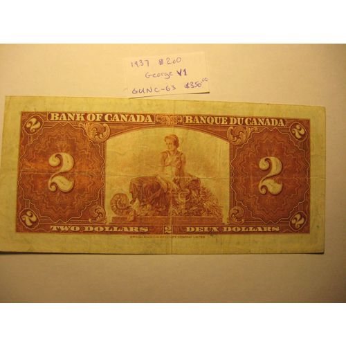 1937 Canada 2 dollar note