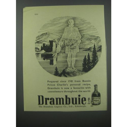 1954 Drambuie Liqueur Ad - Prepared since 1745 from Bonnie Prince Charlie's