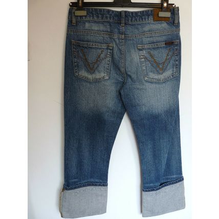 VILA BLUE DISTRESSED BLUE CROPPED JEANS w 27,28,29,31 BNWT