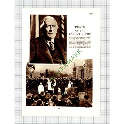 9202) Earl Of Oxford Death - 1930s Cutting / Print