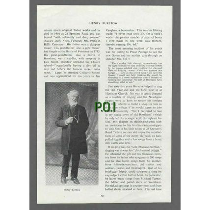 (5625) Henry Burstow Horsham Singer & Bellringer Stanley Godman - 1954