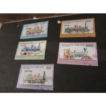 TOGO, AFRICA. set of 5 loose stamps railway, trains.