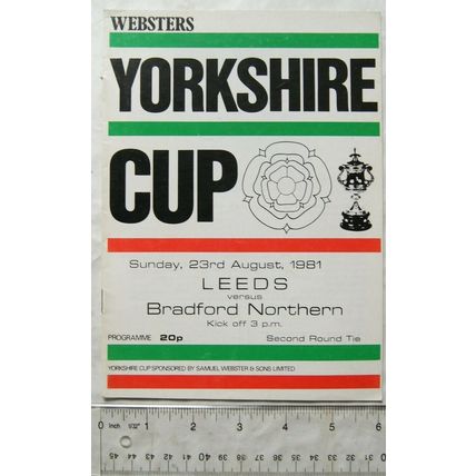 1981 programme Leeds v. Bradford Northern, Yorkshire Cup, 2nd Round Tie