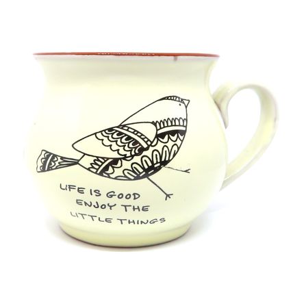 Life is Good Enjoy the Little Things Mug veramic with Bird Detail 7 CM