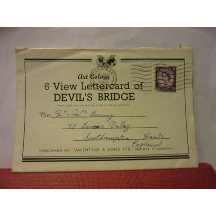 6 views of DEVIL'S BRIDGE, RHEIDOL VALLEY, used vintage letter card 1963 pm =