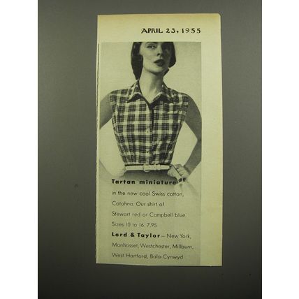 1955 Lord & Taylor Shirts Ad - Tartan miniature