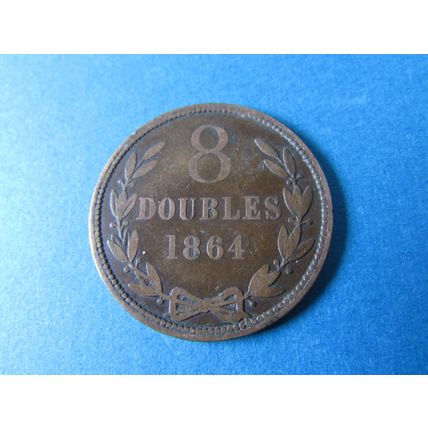 1864 GUERNSEY EIGHT DOUBLES FREE POST.