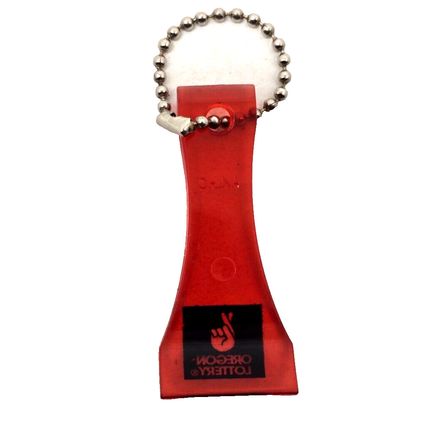 Red Plastic Oregon Lottery Scratcher Advertising 2" Keychain Charm Purse