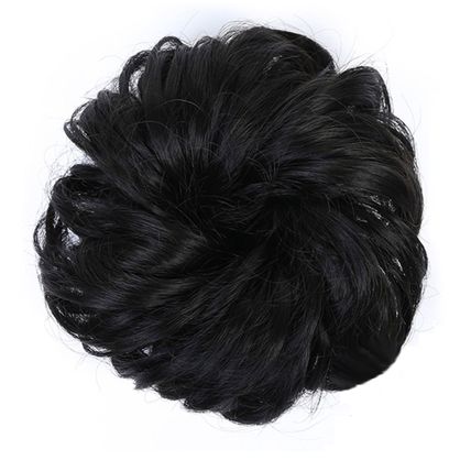 Synthetic Messy Bun Hair Piece, Ladies Hair Scrunchie BLACK B2
