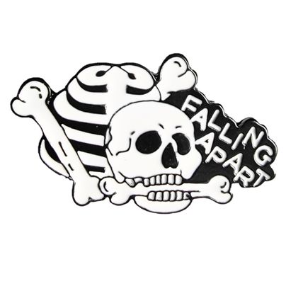Falling Apart Bones Enamelled Pin Badge Metal 4.1cm x 2.4cm Badges Enamel BA74