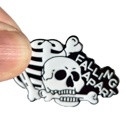 Falling Apart Bones Enamelled Pin Badge Metal 4.1cm x 2.4cm Badges Enamel BA74