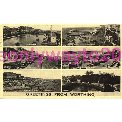 Greetings from Worthing, Sussex, 1952, Postcard