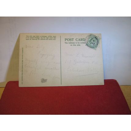 'LEST WE FORGET, lovers and photographer used antique postcard by B.B. 1910 pm =