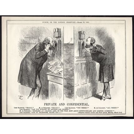 PRIVATE AND CONFIDENTIAL 1891 Sir John Tenniel - Lord Salisbury PUNCH CARTOON