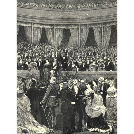 RECEPTION AT THE INTERNATIONAL EXHIBITION 1872 Bramley VICTORIAN ENGRAVING